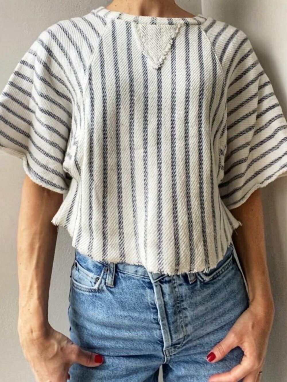 Anthropologie Dolan Left Coast Collection Cotton Terry Wide Sleeve Crop Top- XS